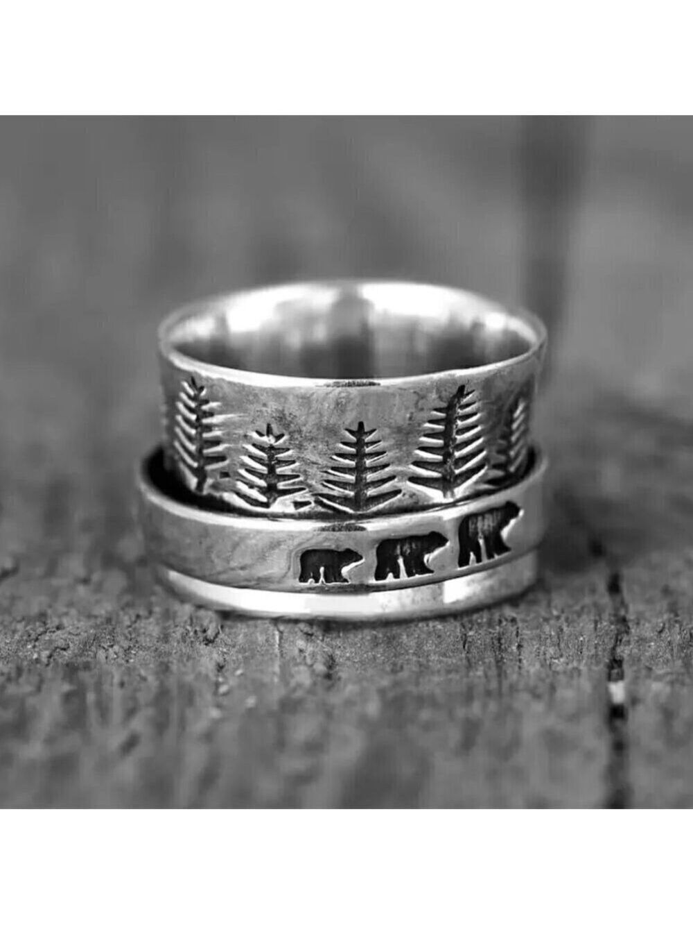 Boho Bear Landscape Mountain and Forest Ring #1372 - Picture 5 of 14